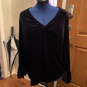 Black Faux Velvet Top